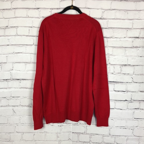 Tommy Hilfiger men’s red long sleeve crewneck knit sweater Size Medium - Picture 4 of 5
